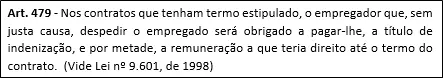 art. 479 rescisao contrato de trabalho po tempo determinado jessika duarte calculista