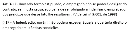 art. 480 rescisao contrato de trabalho po tempo determinado jessika duarte calculista
